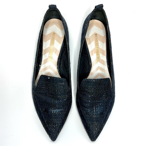 Nicholas Kirkwood Beya Loafers Black Navy Metallic Weave Size 37 - Picture 7 of 8